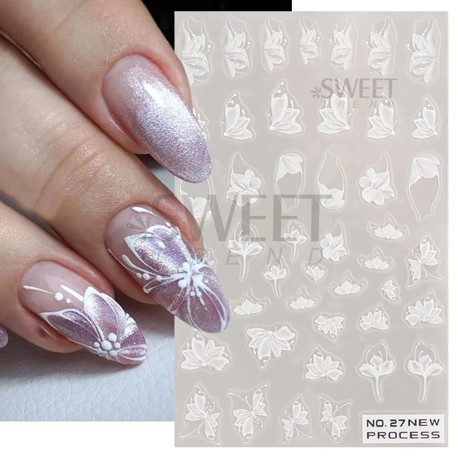 White Lace Flower Nail Art Sti - مراجعة Nail Art Elegant وسعره