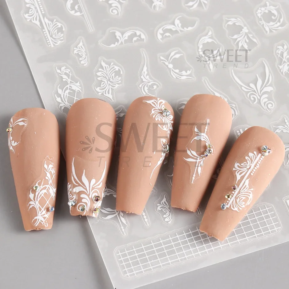 White Lace Flower Nail Art Sti - مراجعة Nail Art Elegant وسعره