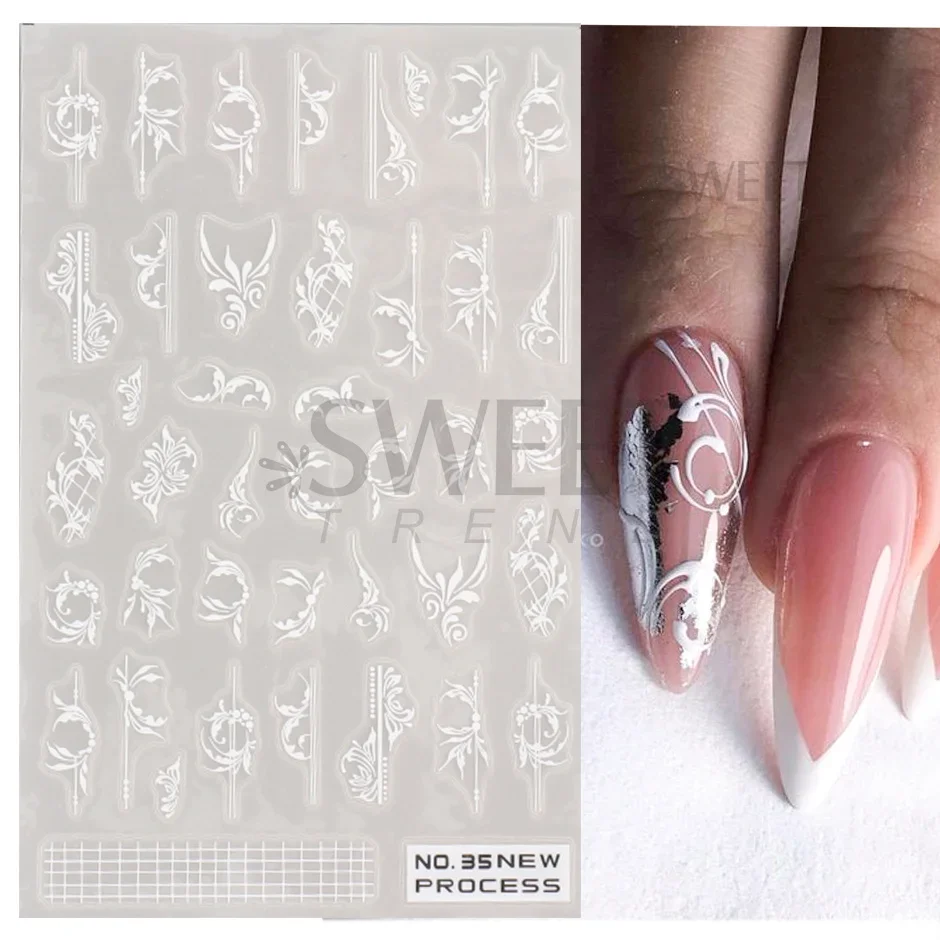 White Lace Flower Nail Art Sti - مراجعة Nail Art Elegant وسعره