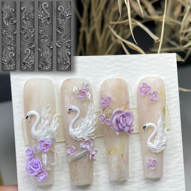 Elegant Swan Rose Bow 3D Flowe - مراجعة Nail Art Elegant وسعره