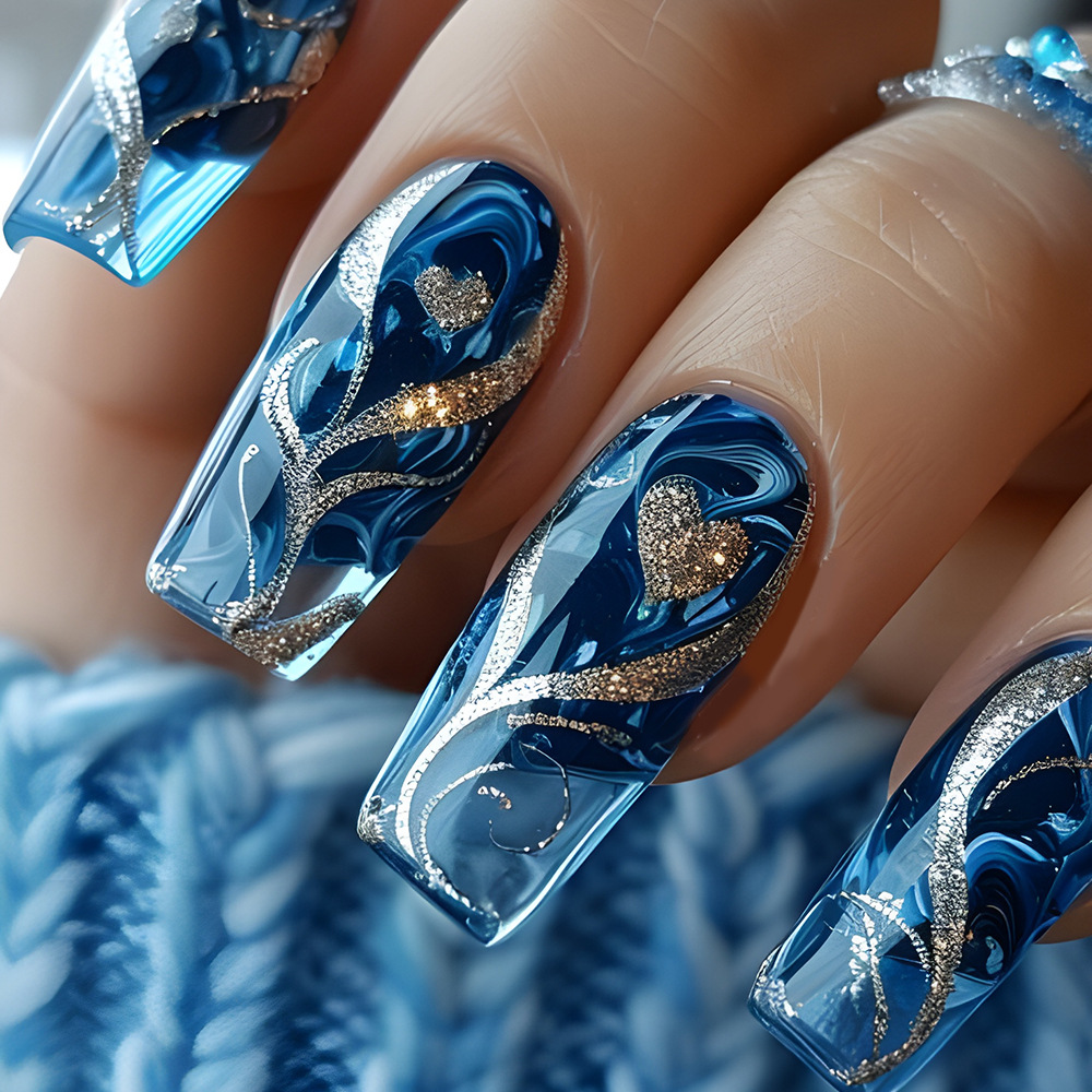 Gold Curve Sea Wave Press On N - مراجعة Nail Art Love وسعره