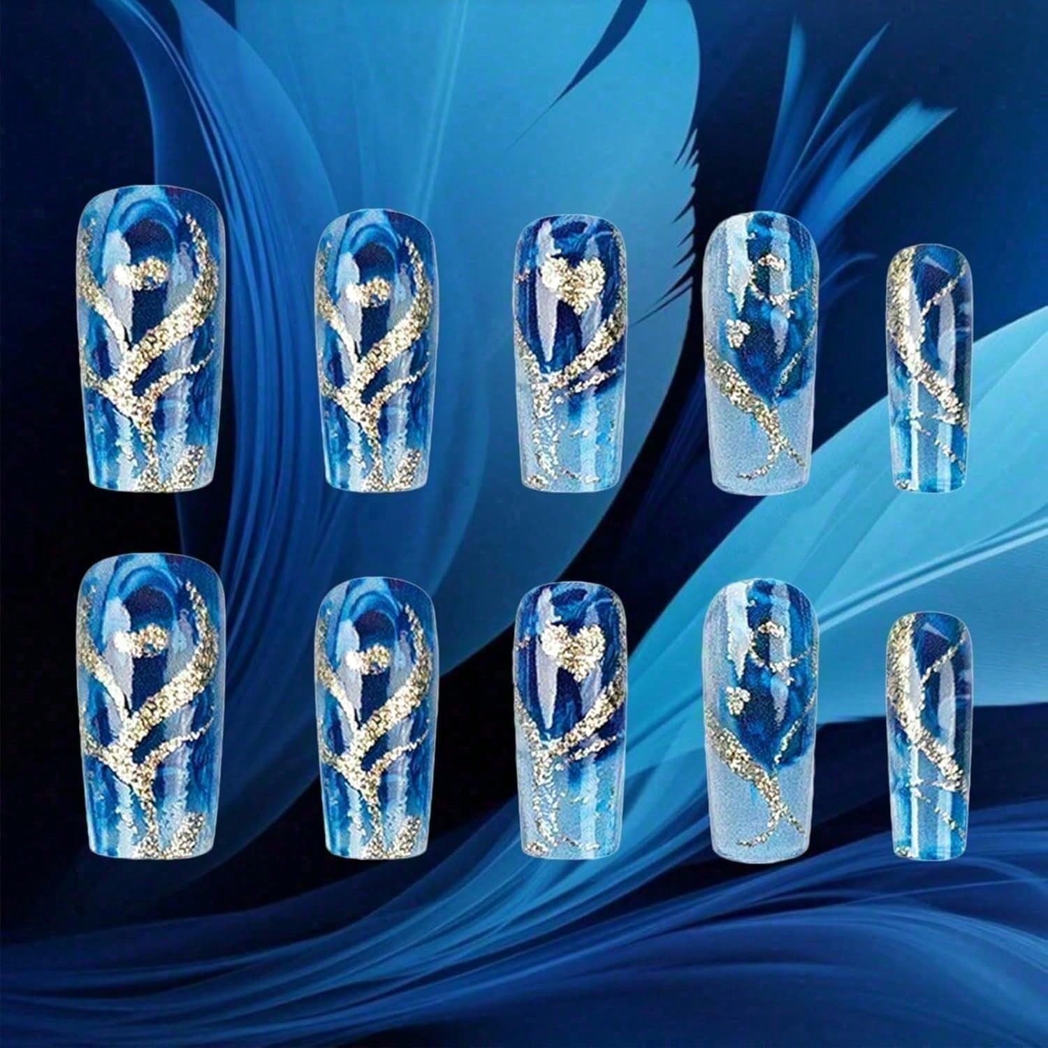 Gold Curve Sea Wave Press On N - مراجعة Nail Art Love وسعره