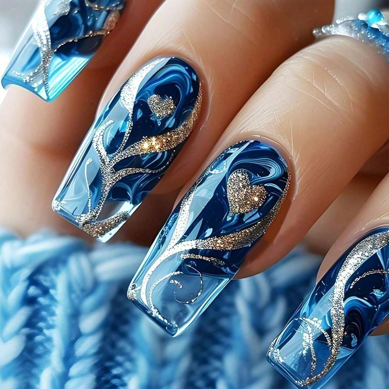 Gold Curve Sea Wave Press On N - مراجعة Nail Art Love وسعره