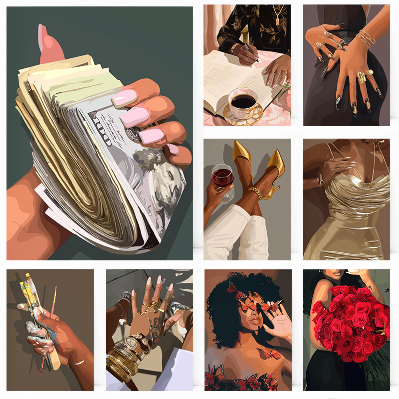 Black Girl Fashionable Women N - مراجعة Nail Art Painting وسعره