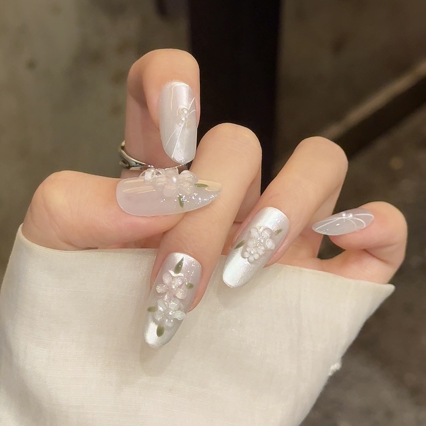 10pcs Glitter Sliver Press On  - مراجعة Nail Art Oval وسعره
