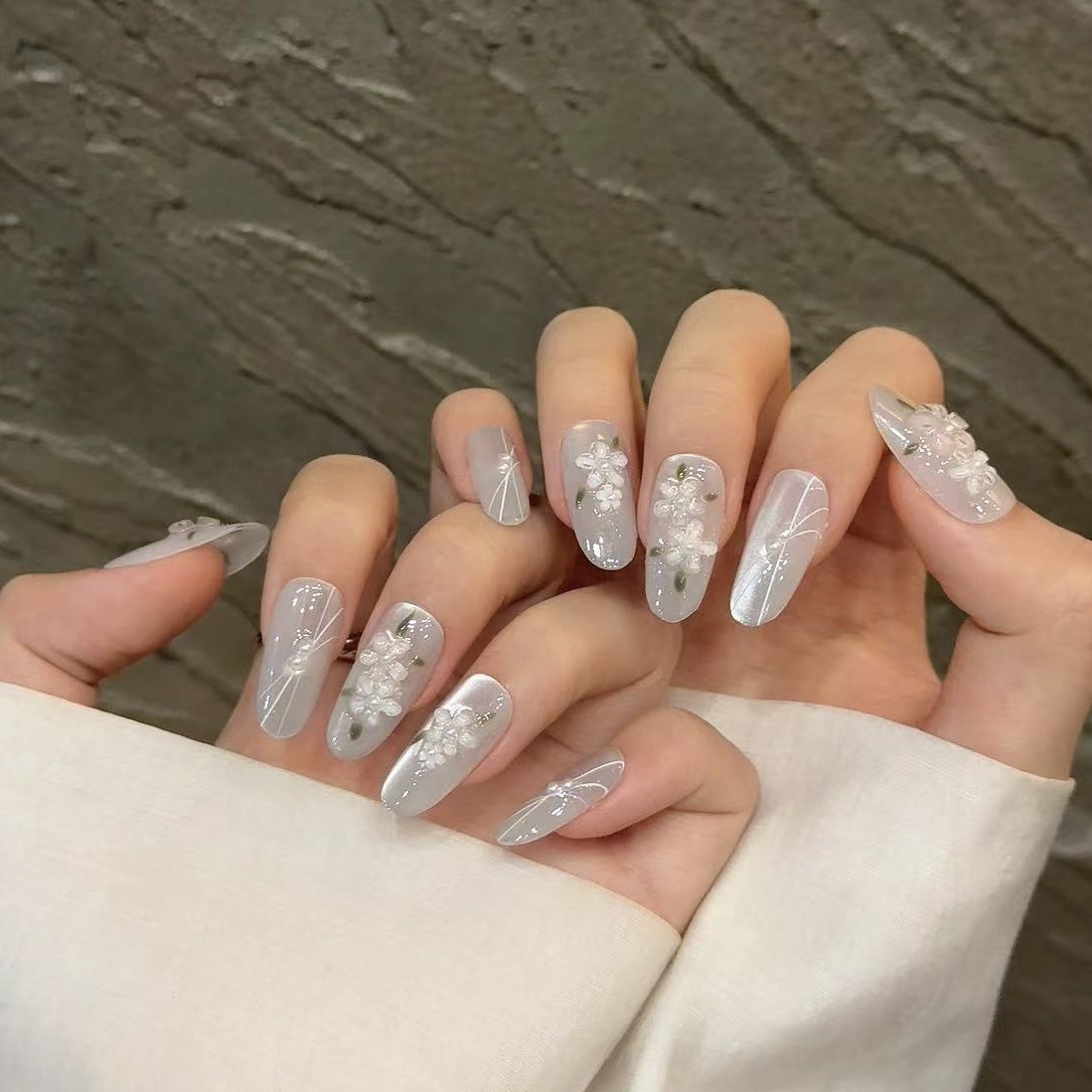 10pcs Glitter Sliver Press On  - مراجعة Nail Art Oval وسعره