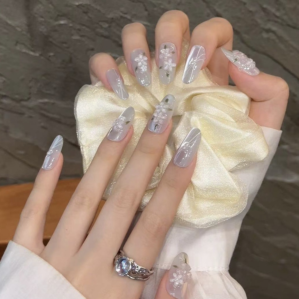 10pcs Glitter Sliver Press On  - مراجعة Nail Art Oval وسعره