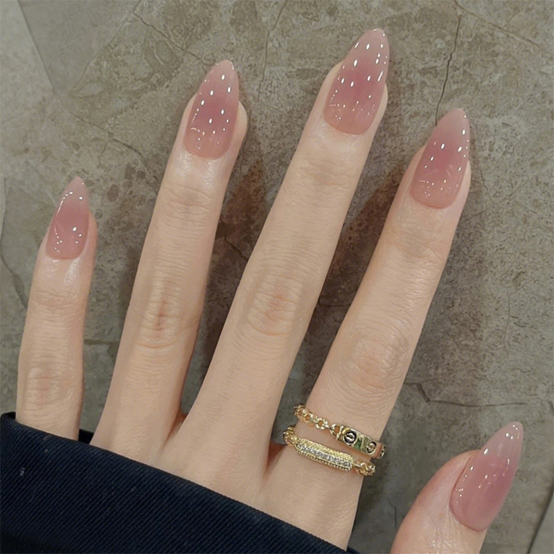 24Pcs Simple Nude Pink Solid N - مراجعة Nail Art Oval وسعره