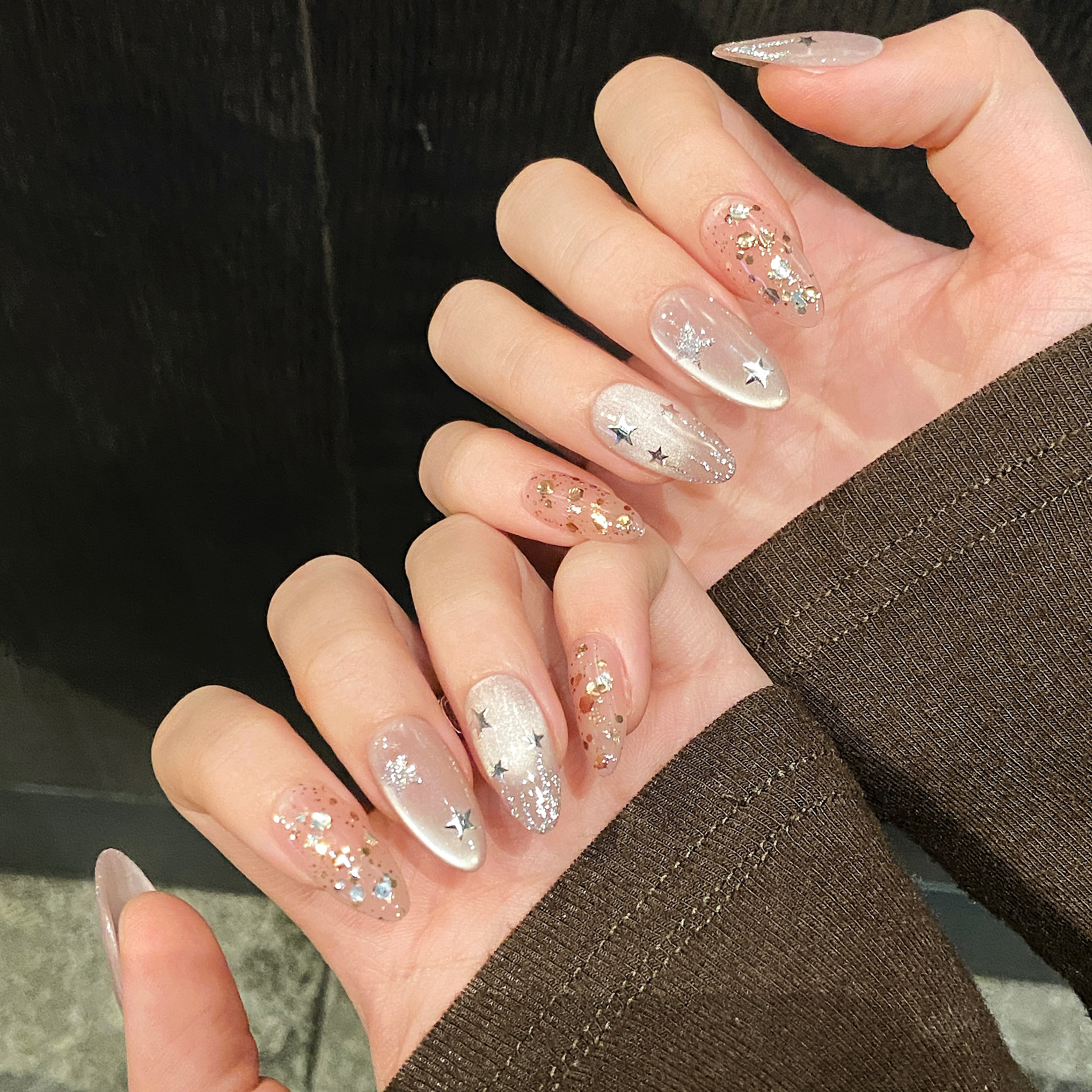 10pcs Pure Hand Pressed Medium - مراجعة Nail Art Oval وسعره