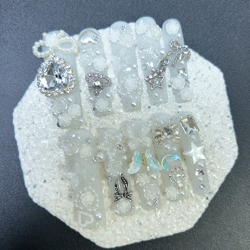 10PCS Cute Jirai Kei White Han - مراجعة Nail Art Love وسعره