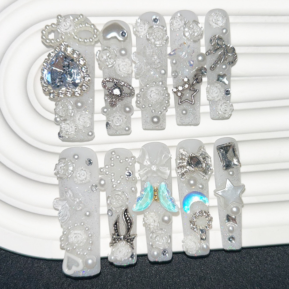 10PCS Cute Jirai Kei White Han - مراجعة Nail Art Love وسعره