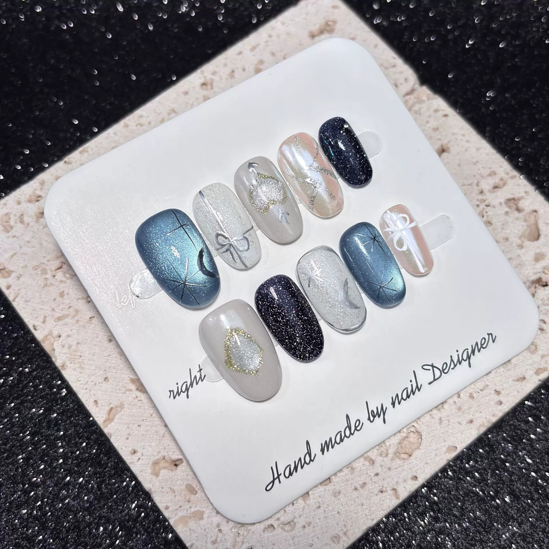 10Pcs Short Oval Black Color H - مراجعة Nail Art Elegant وسعره