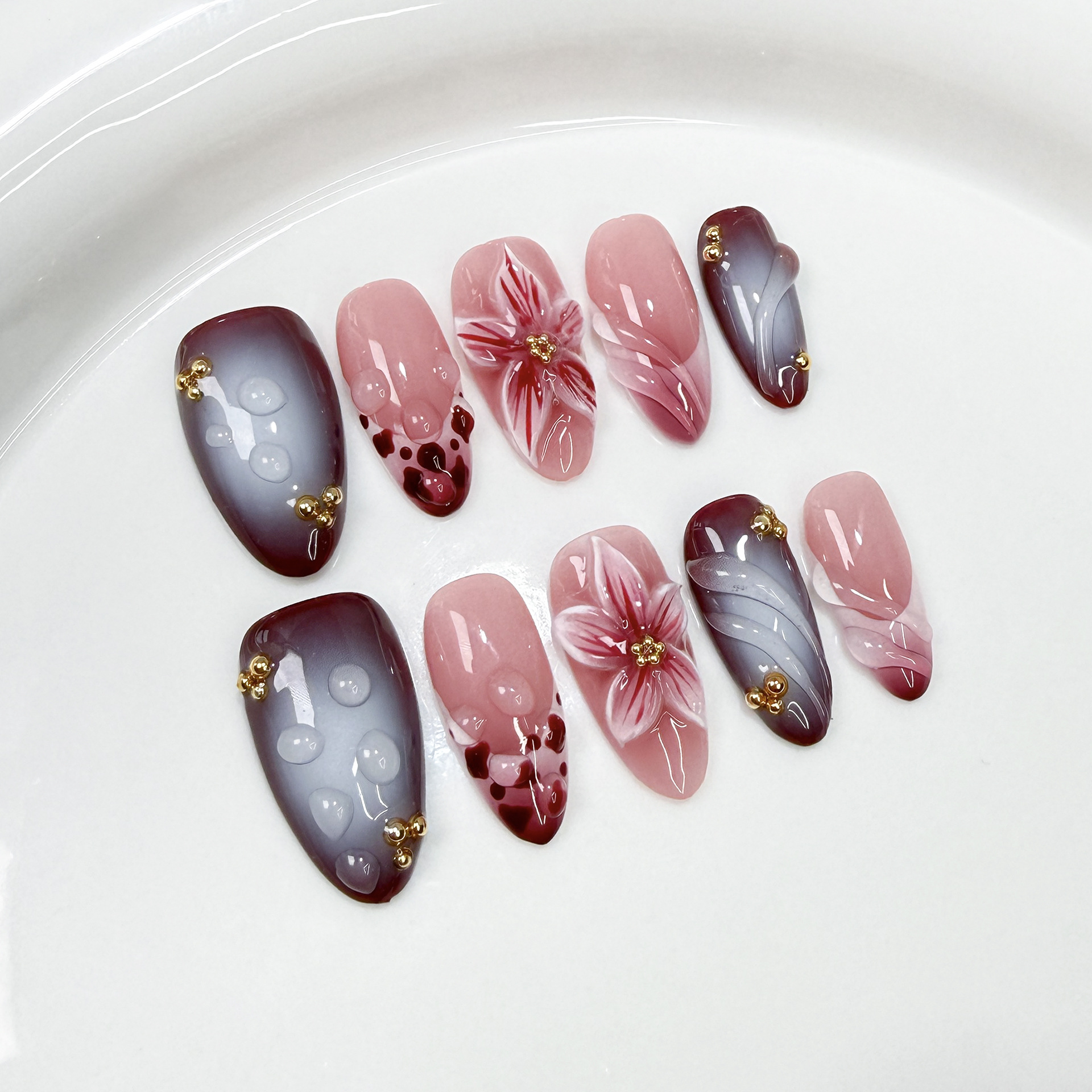 10Pcs Handmade Elegant French  - مراجعة Nail Art Motif وسعره