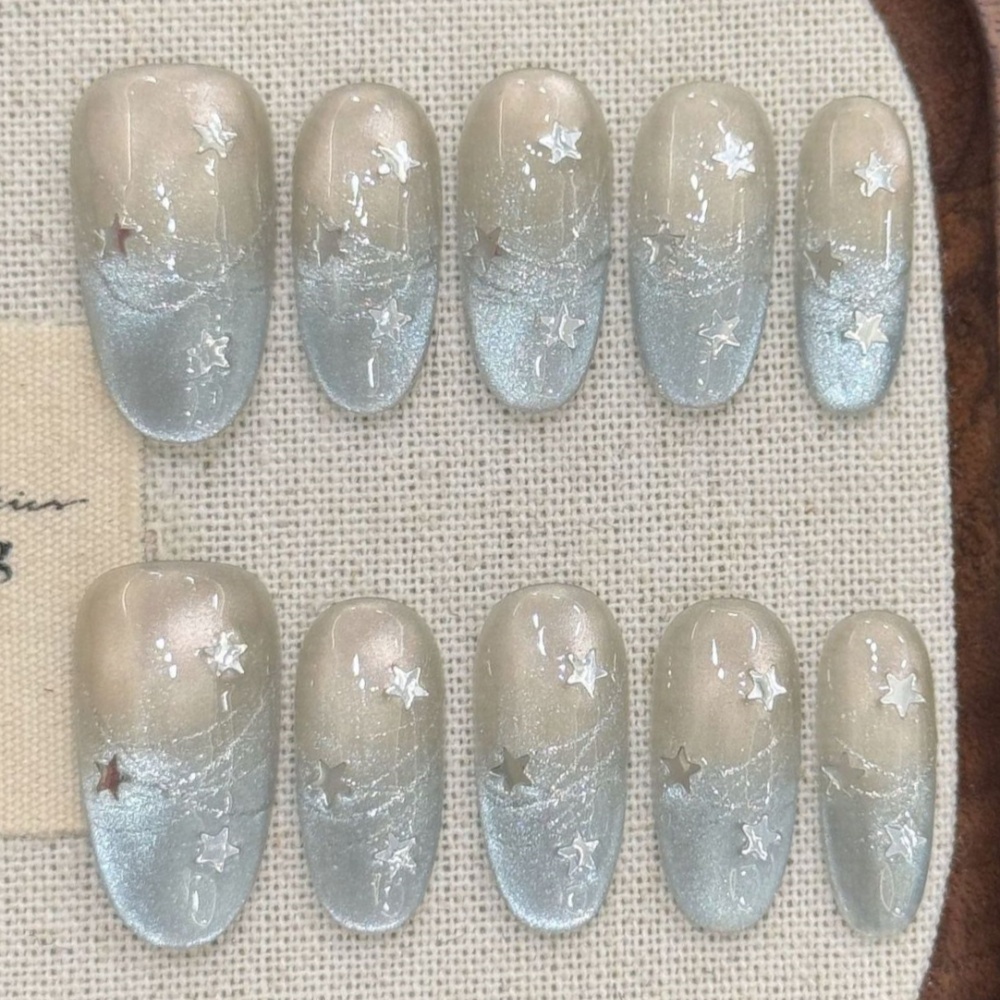 10pcs Cat's Eye Handmade Fake  - مراجعة Nail Art Oval وسعره