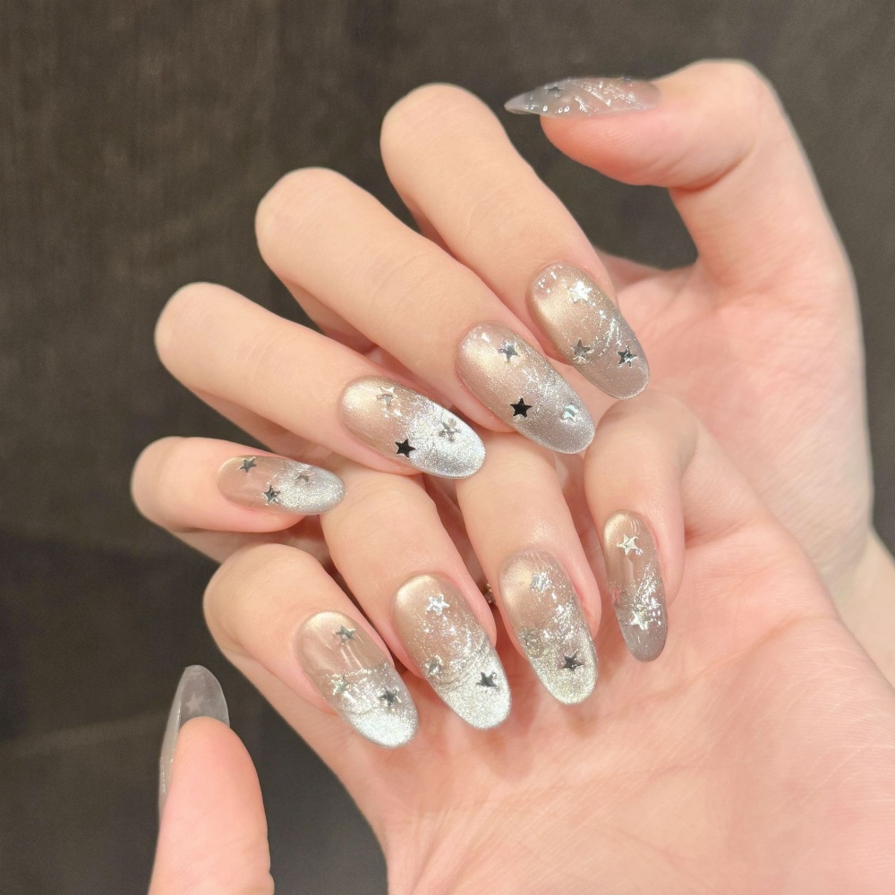 10pcs Cat's Eye Handmade Fake  - مراجعة Nail Art Oval وسعره