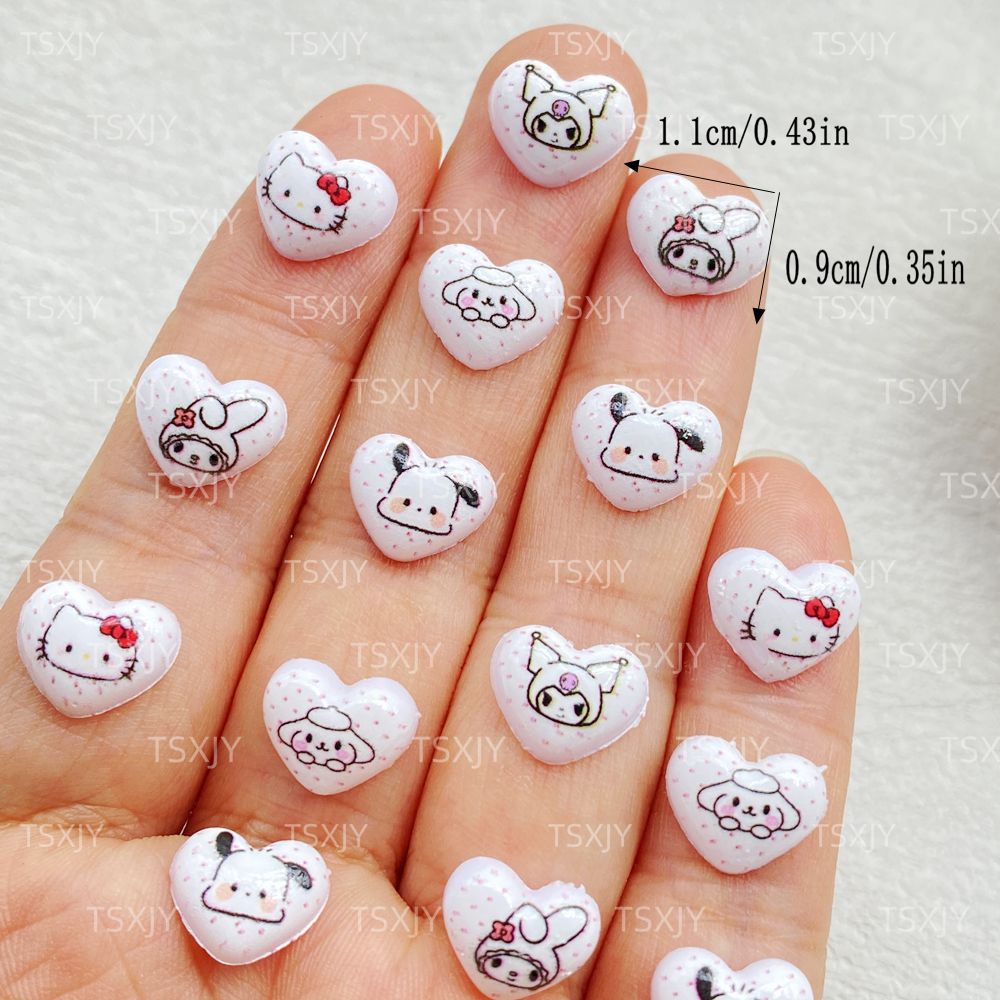 50PCS Mini Cartoon Heart Shape - مراجعة Nail Art Motif وسعره