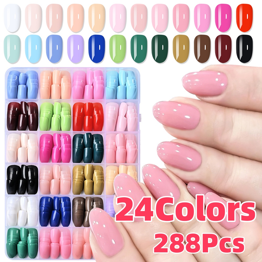 24Colors(288pcs) Colorful Shor - مراجعة Nail Art Oval وسعره