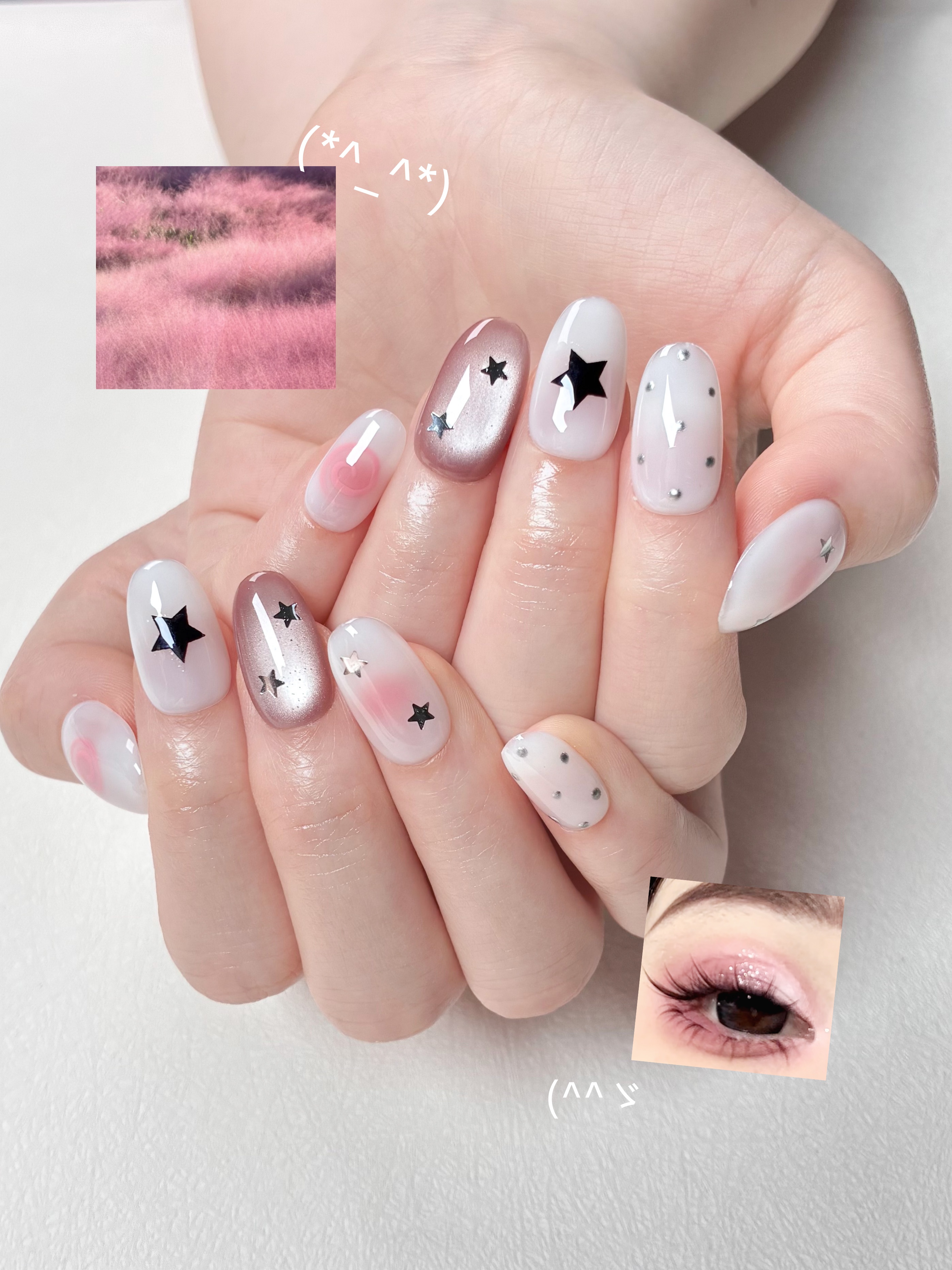 10pcs handmade pink press on n - مراجعة Nail Art Oval وسعره