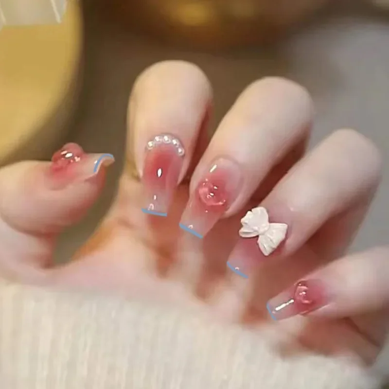 24Pcs/Set Fake Nails Art Bow P - مراجعة Nail Art Love وسعره
