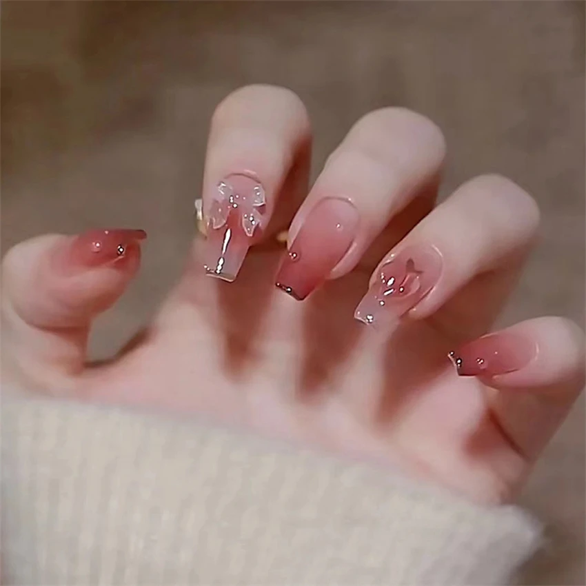 24Pcs/Set Fake Nails Art Bow P - مراجعة Nail Art Love وسعره