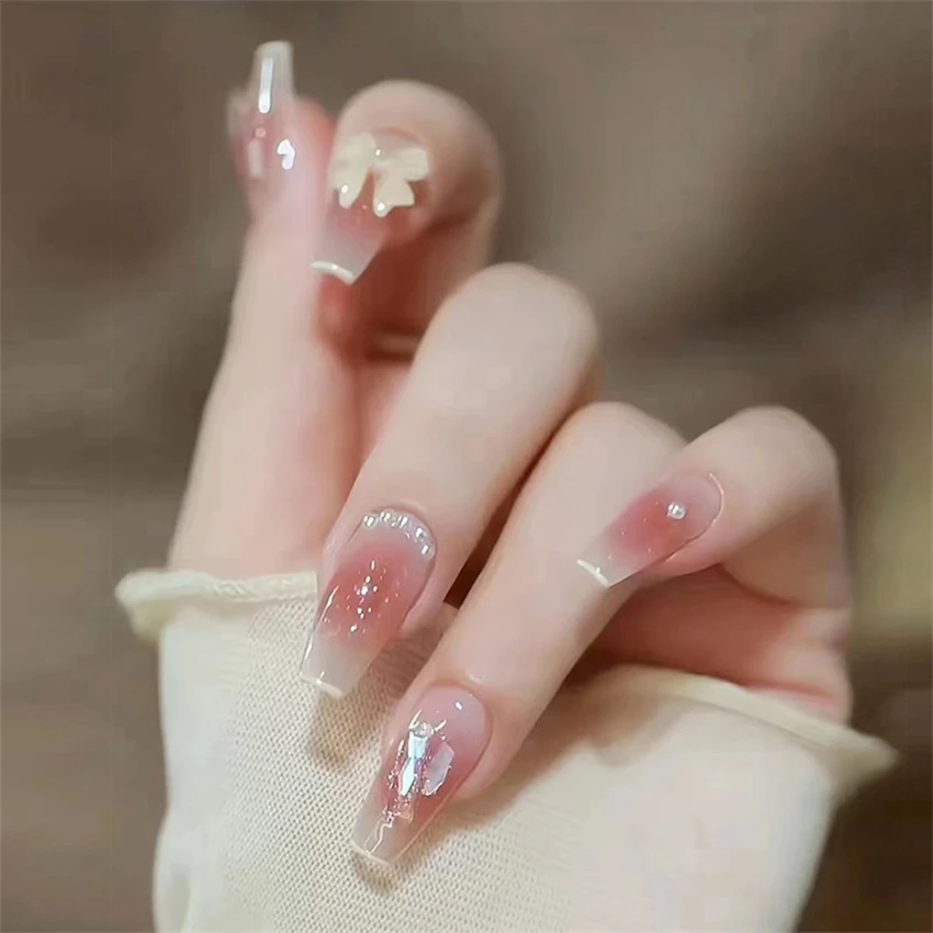 24Pcs/Set Fake Nails Art Bow P - مراجعة Nail Art Love وسعره