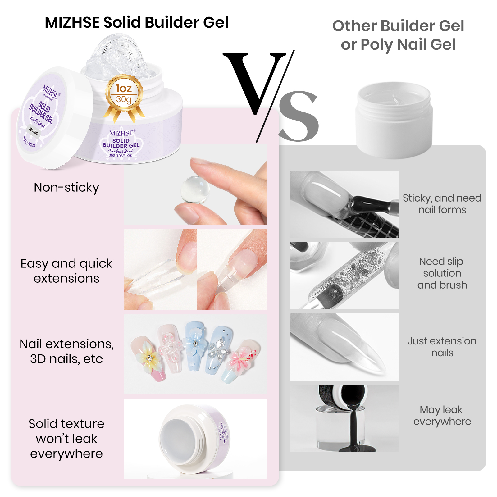 MIZHSE Builder Nail Gel White  - مراجعة Nail Gel Polish Set وسعره