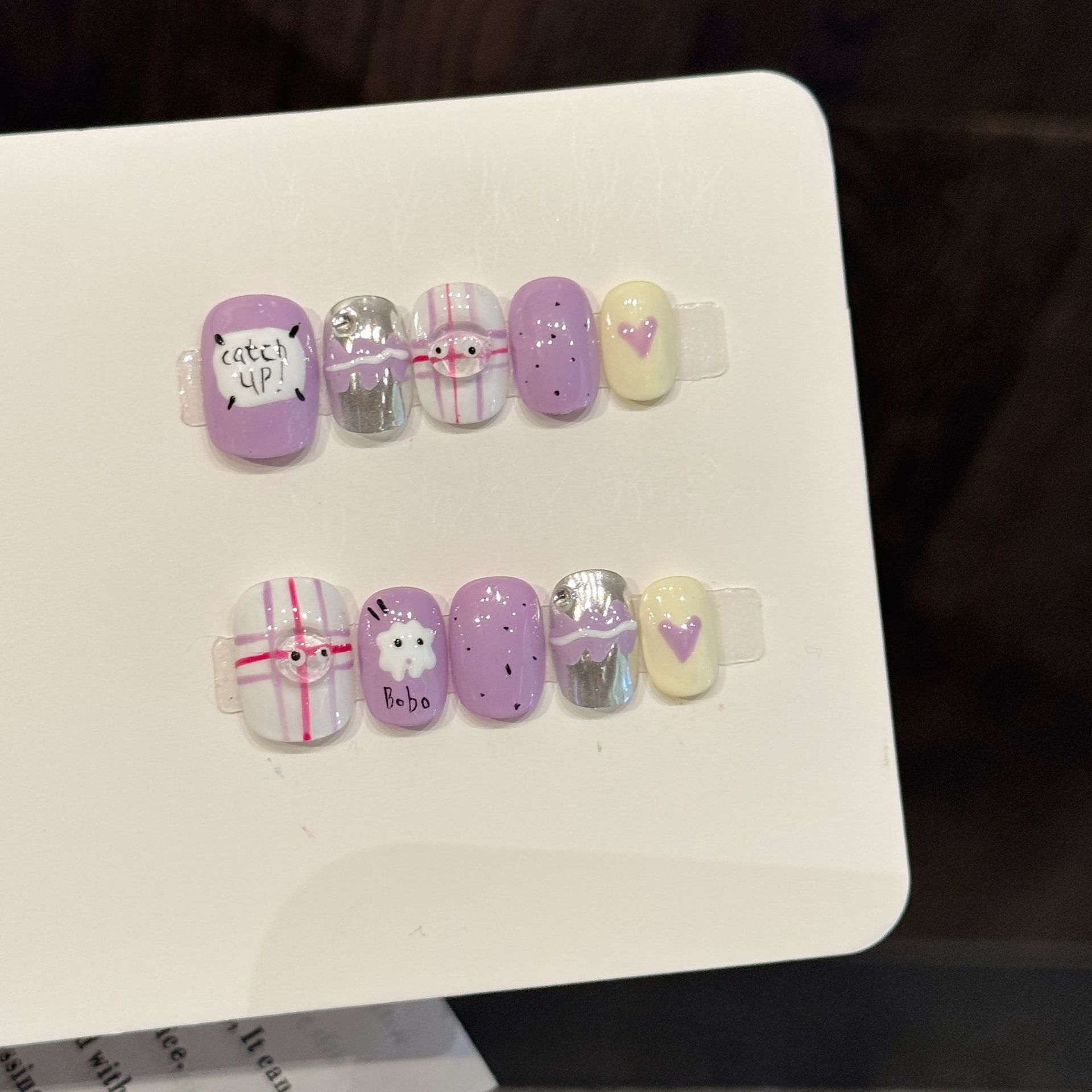 10pcs Handmade Pressed Short R - مراجعة Nail Art Love وسعره