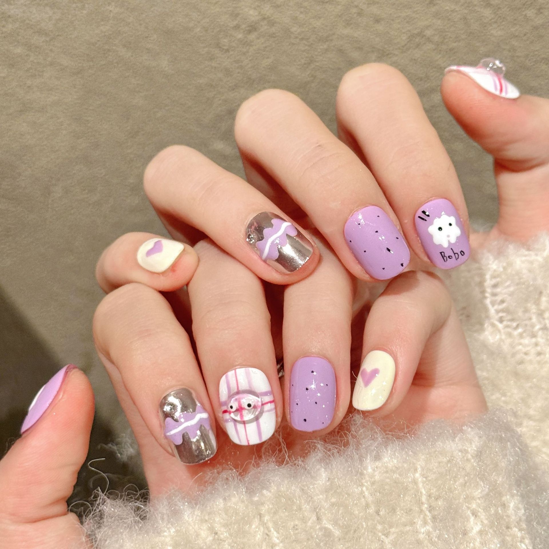 10pcs Handmade Pressed Short R - مراجعة Nail Art Love وسعره