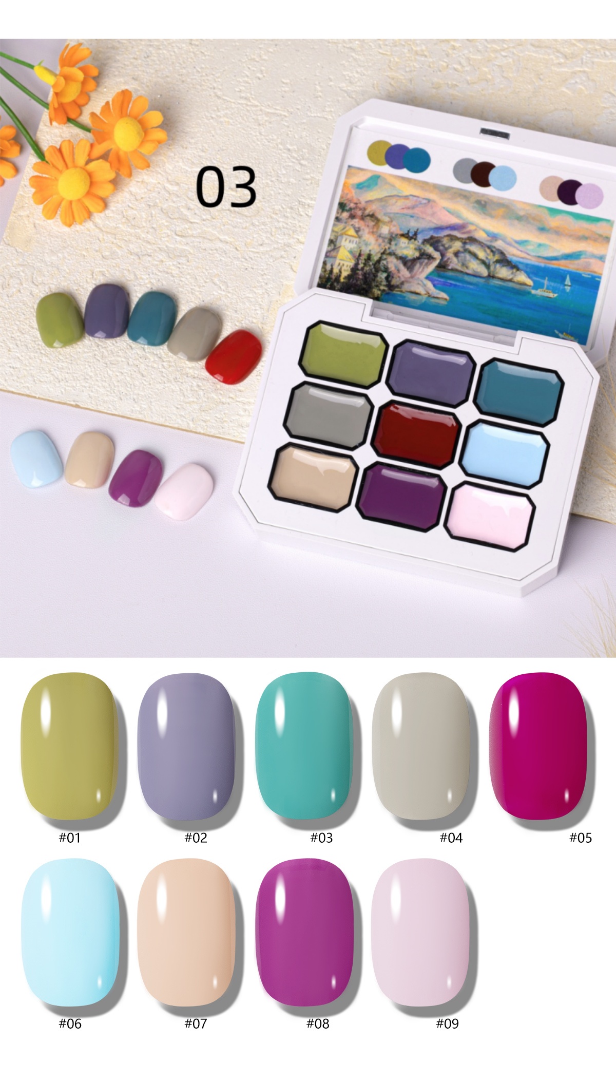 1pc  9-grid color painting gel - مراجعة Nail Art Painting وسعره