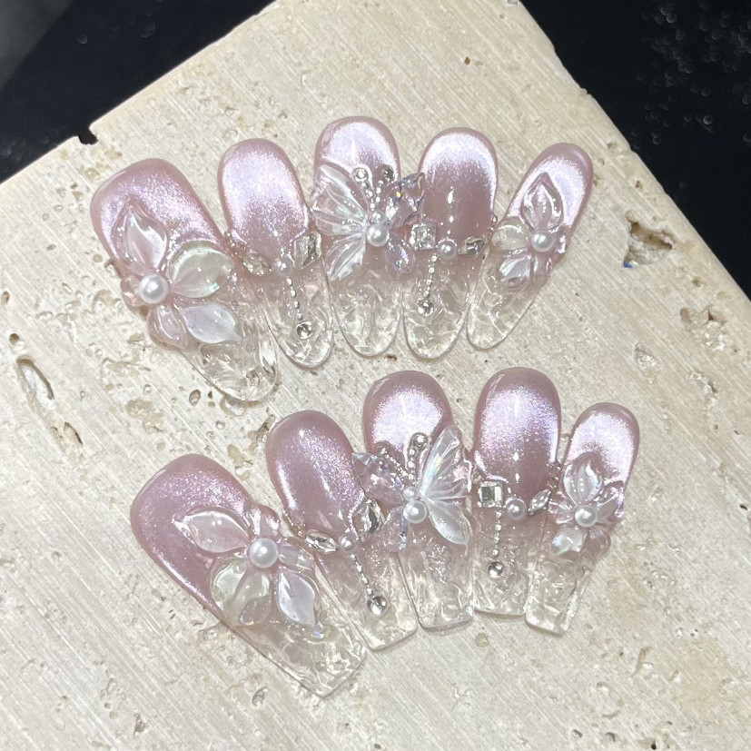 Spring 3D Bauhinia Flower Hand - مراجعة Nail Art Oval وسعره