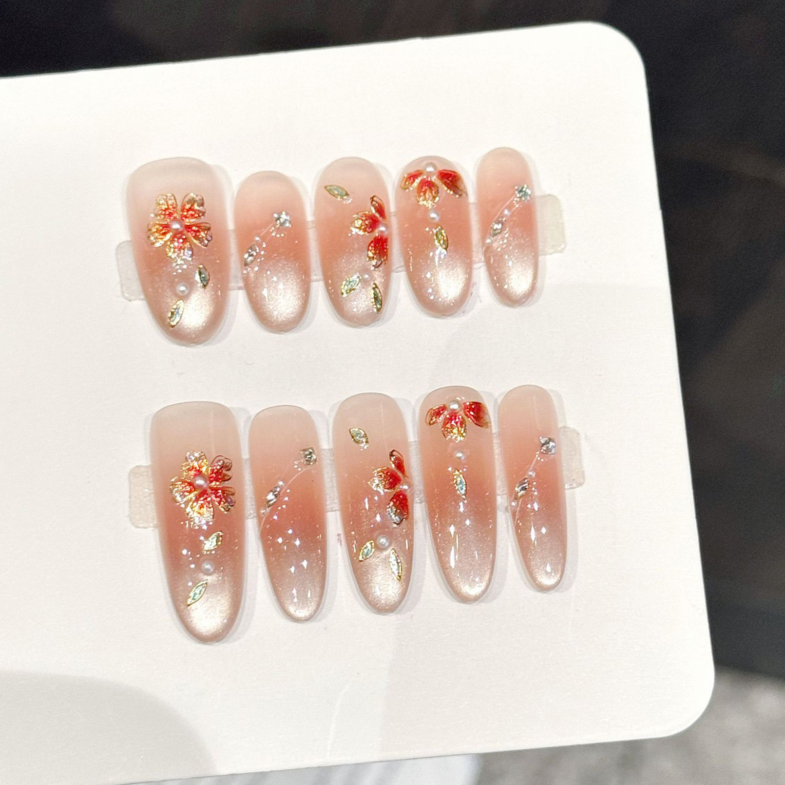 10pcs Handmade Fake Nails Pres - مراجعة Nail Art Oval وسعره