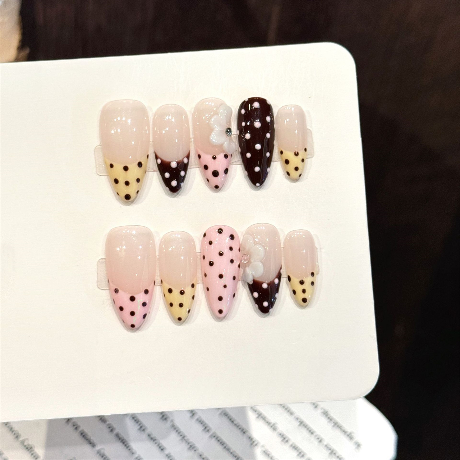 10pcs Handmade Wine Red French - مراجعة Nail Art Red Wine وسعره