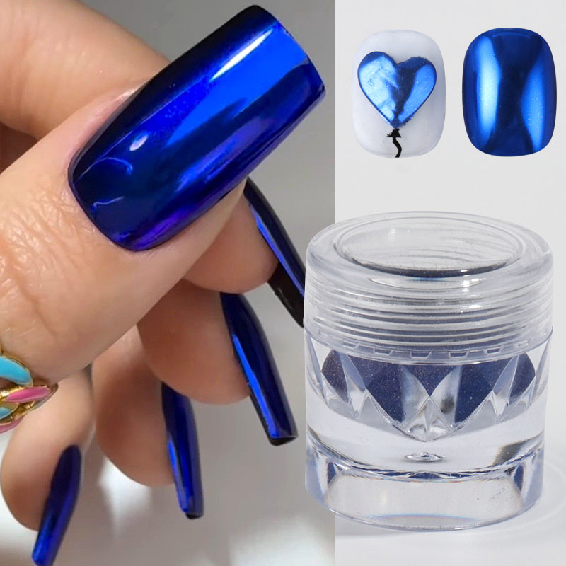 Royal Blue Chrome Mirror Nail  - مراجعة Nail Art Queen وسعره
