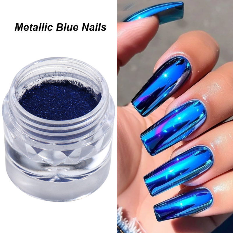 Royal Blue Chrome Mirror Nail  - مراجعة Nail Art Queen وسعره