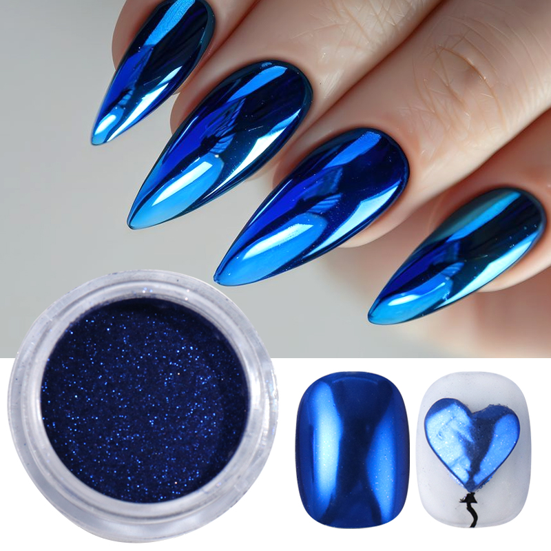 Royal Blue Chrome Mirror Nail  - مراجعة Nail Art Queen وسعره