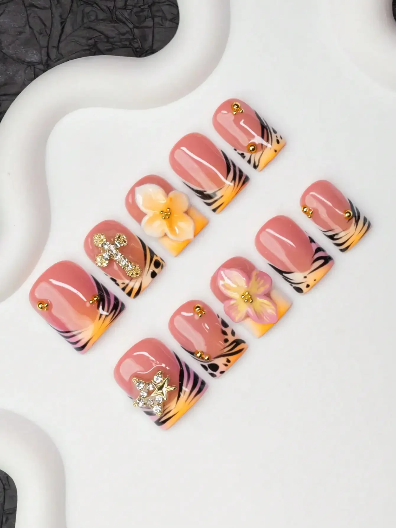 10pcs/Set Handmade Square Nail - مراجعة Nail Art Zebra Design وسعره